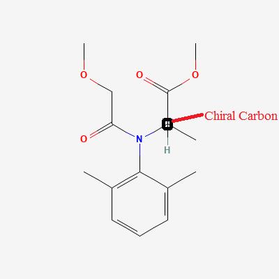 Figure 1 Molecular structure of Metalaxyl and its chiral carbon